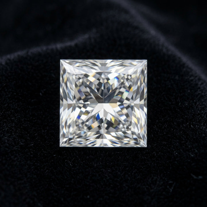 1-3/4 Carat Princess Lab Grown Diamond — black velvet studio view
