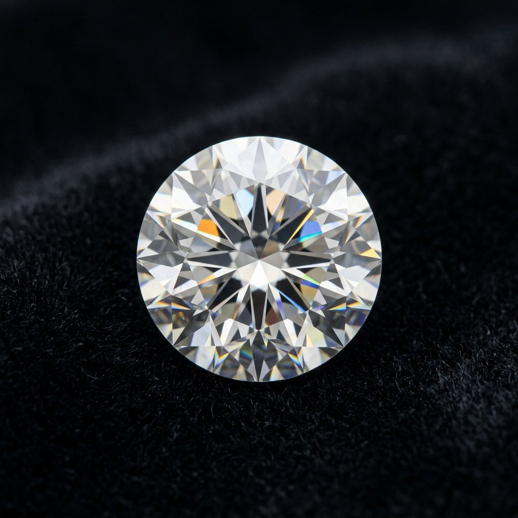 2-1/2 Carat Round Lab Grown Diamond, black velvet studio view
