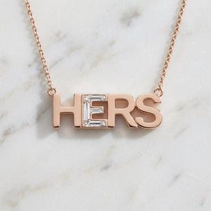 HERS lab-grown diamond letter necklace in 14K Rose Gold