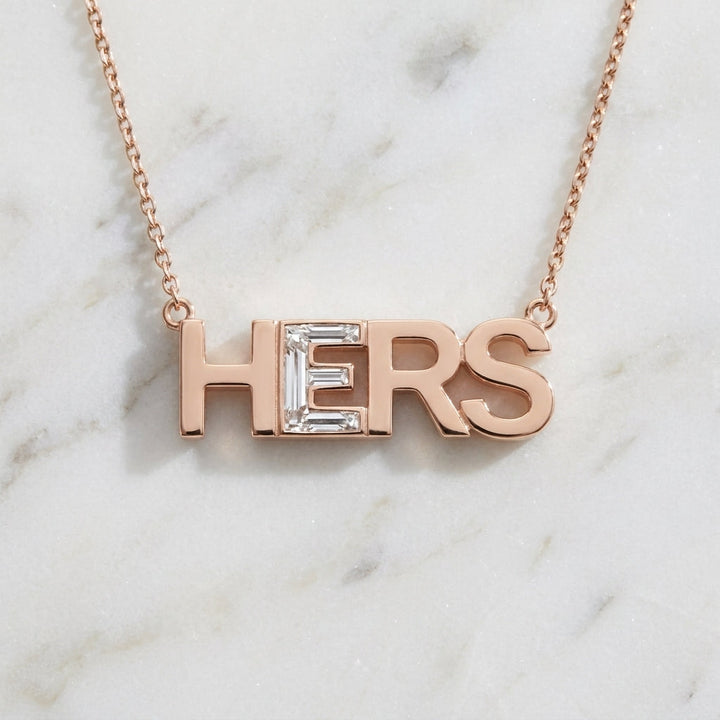 HERS lab-grown diamond letter necklace in 14K Rose Gold
