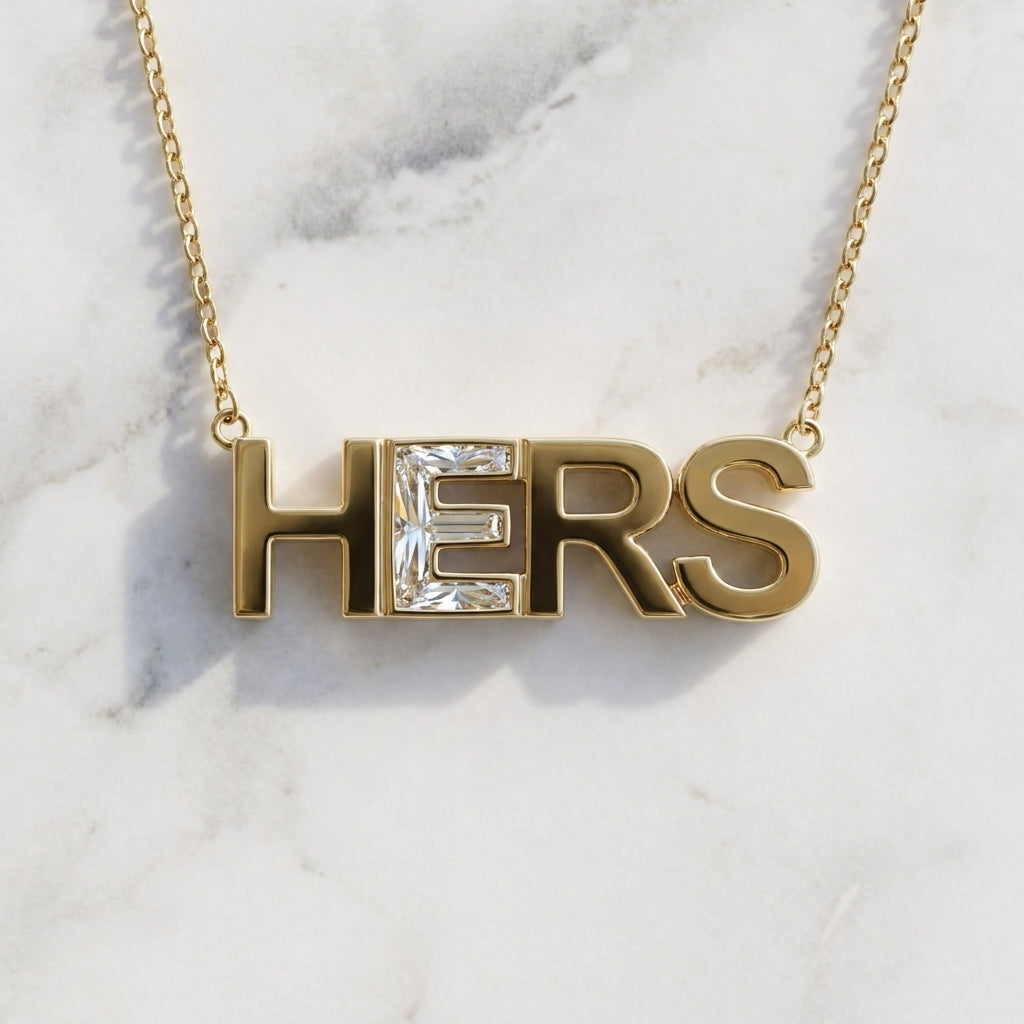 HERS lab-grown diamond letter necklace in 14K Yellow Gold