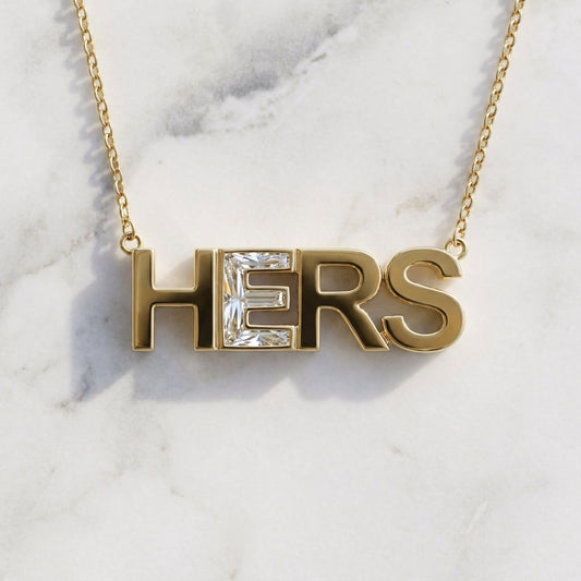HERS lab-grown diamond letter necklace in 14K Yellow Gold