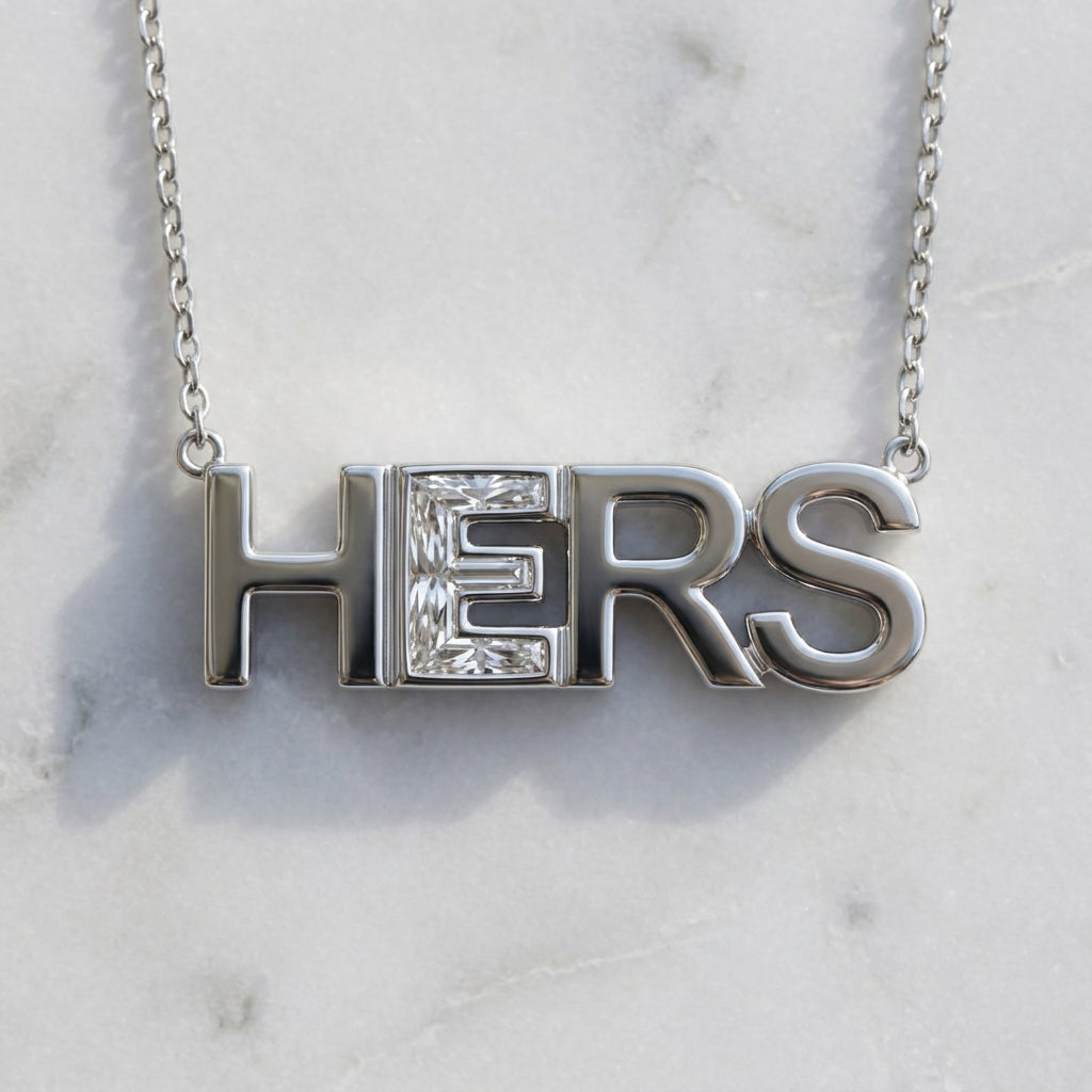 HERS lab-grown diamond letter necklace in Platinum