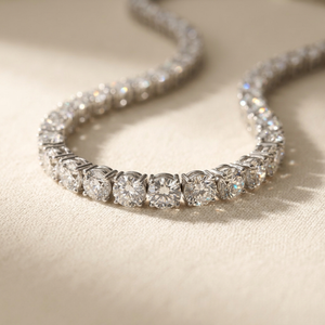 Riviera lab grown diamond tennis necklace in 14k white gold, atelier still life