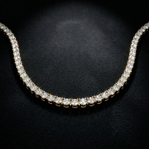 Riviera lab grown diamond tennis necklace in 14k yellow gold, spotlight detail