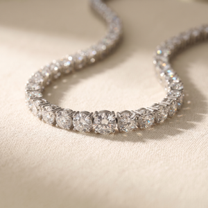 Graduated Riviera natural diamond necklace in white gold, atelier still life | RockHer
