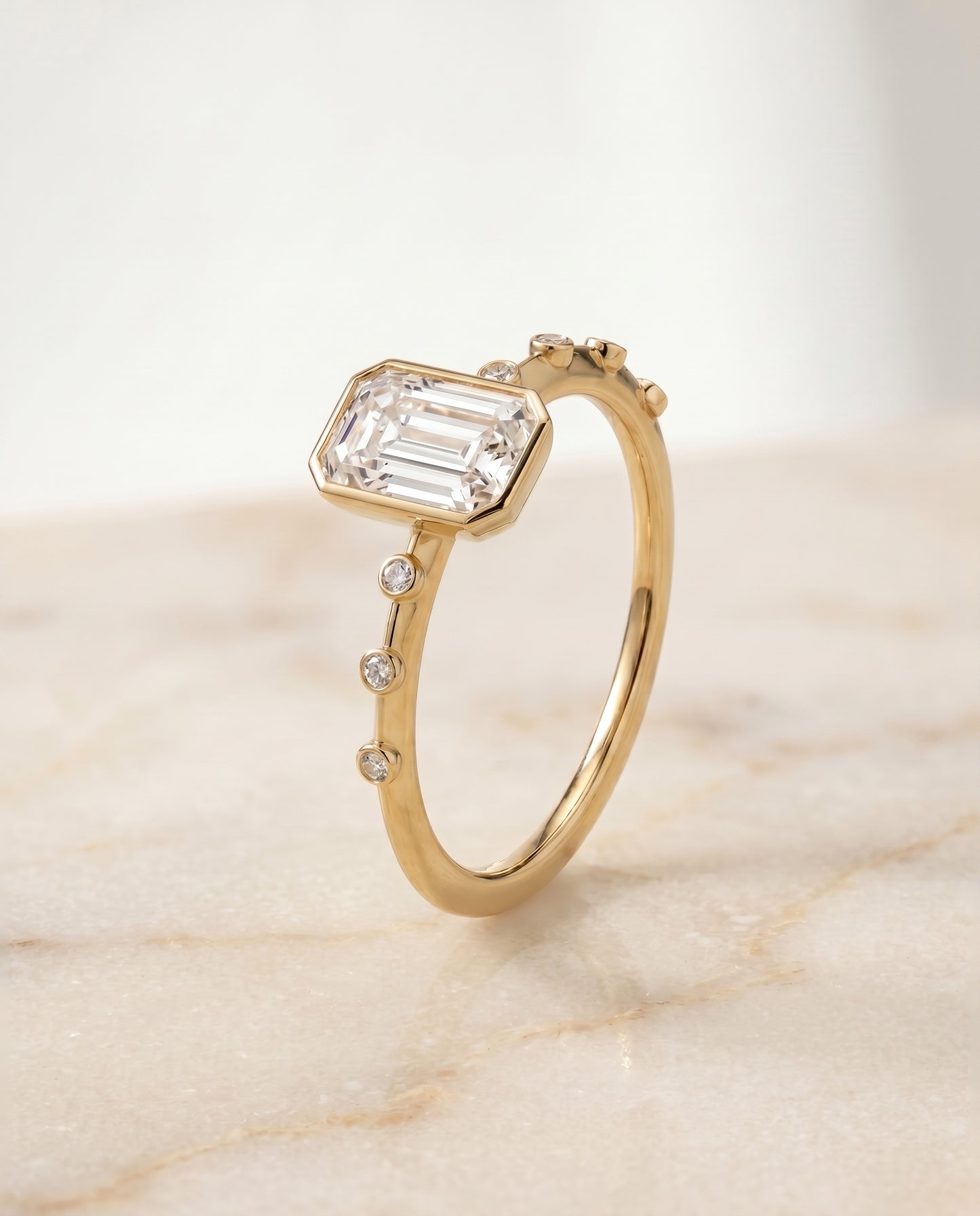 The Brandi Solitaire Engagement Ring Setting for Emerald Diamonds in 18K Yellow Gold