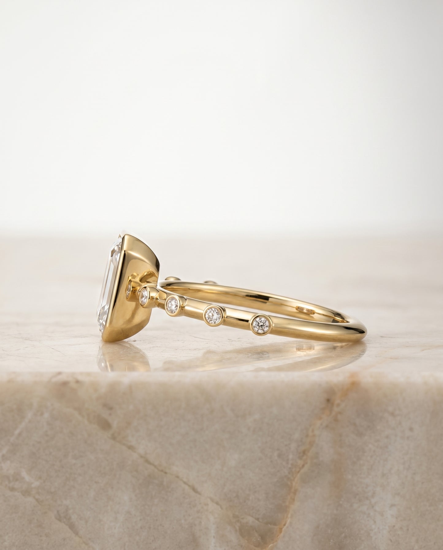 The Brandi Solitaire Engagement Ring Setting for Emerald Diamonds in 18K Yellow Gold