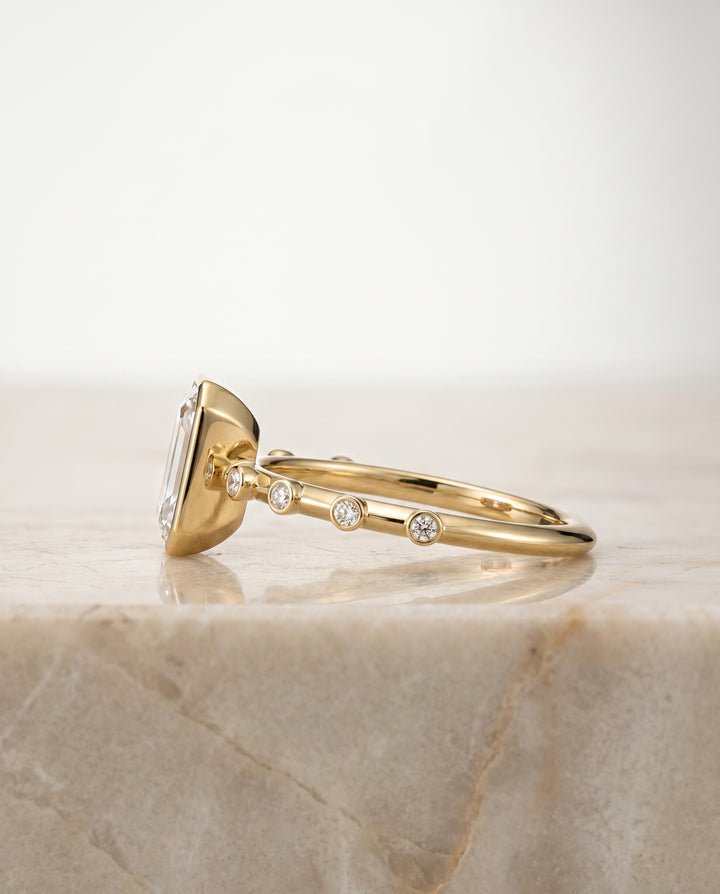 The Brandi Solitaire Engagement Ring Setting for Emerald Diamonds in 18K Yellow Gold