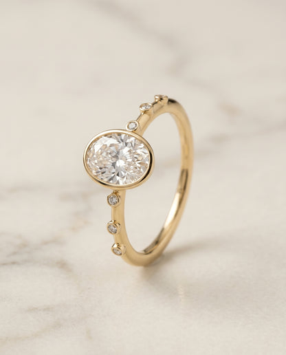 The Brandi Hidden Halo Engagement Ring Setting for Oval Diamonds in 18K Yellow Gold | RockHer