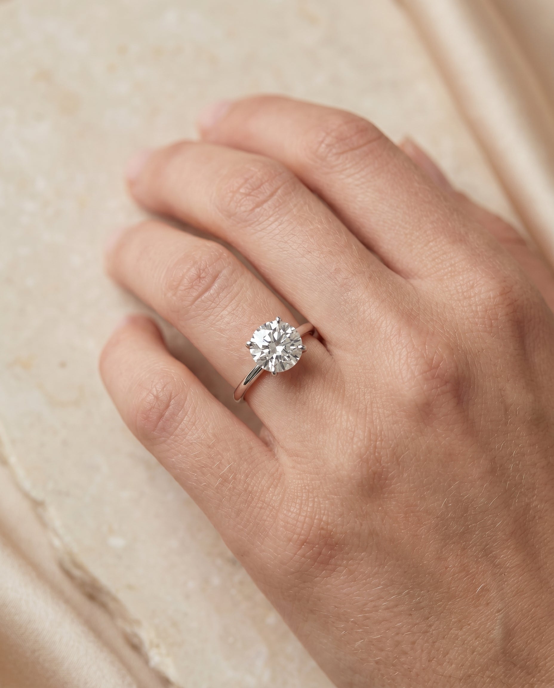 The Joni engagement ring setting in 18K White Gold, hidden halo solitaire design | RockHer