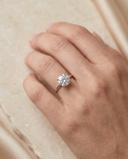 The Joni Hidden Halo Solitaire Round Engagement Ring Setting in 18K White Gold
