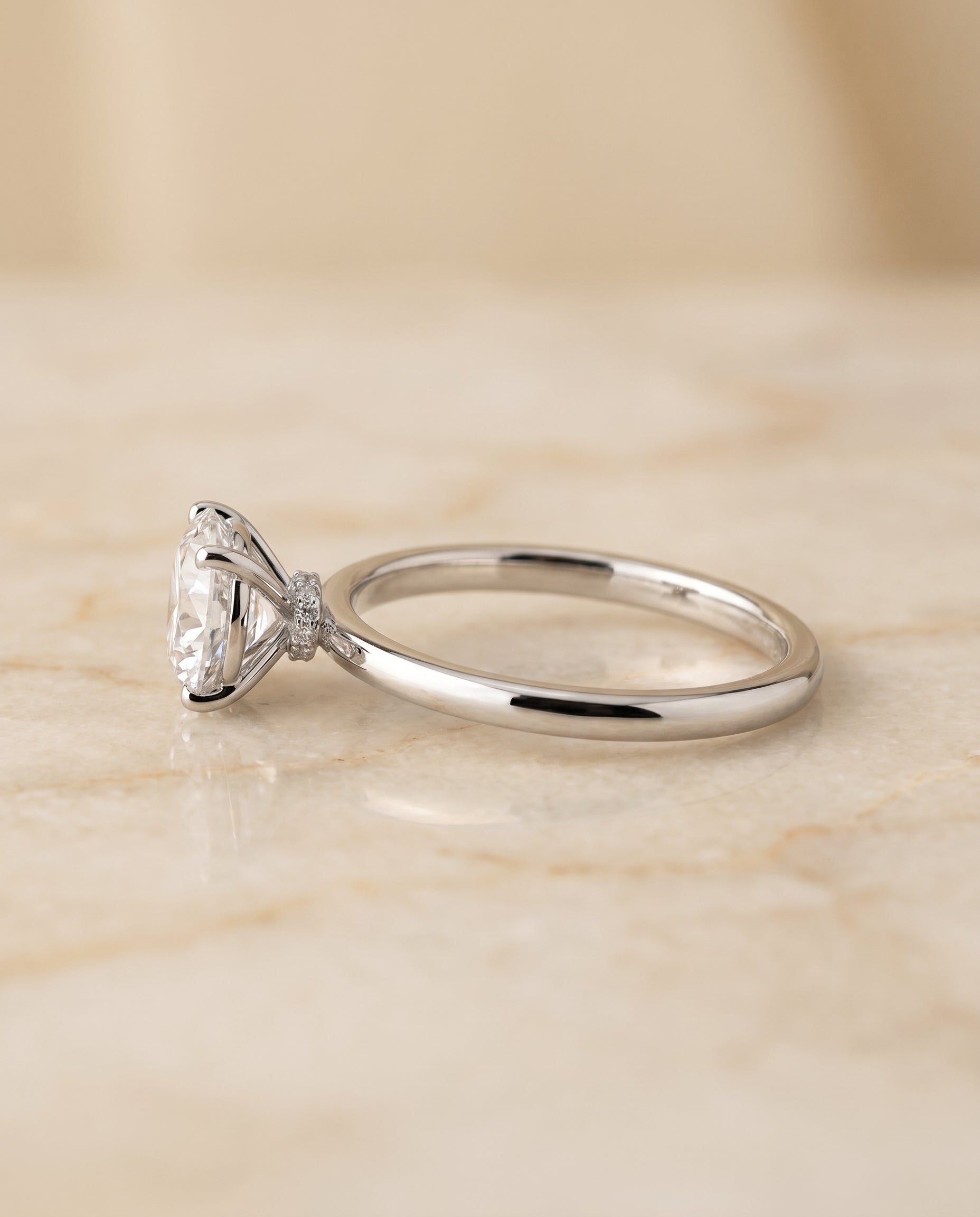 The Joni setting for round diamonds, made to order in 18K White Gold | RockHer