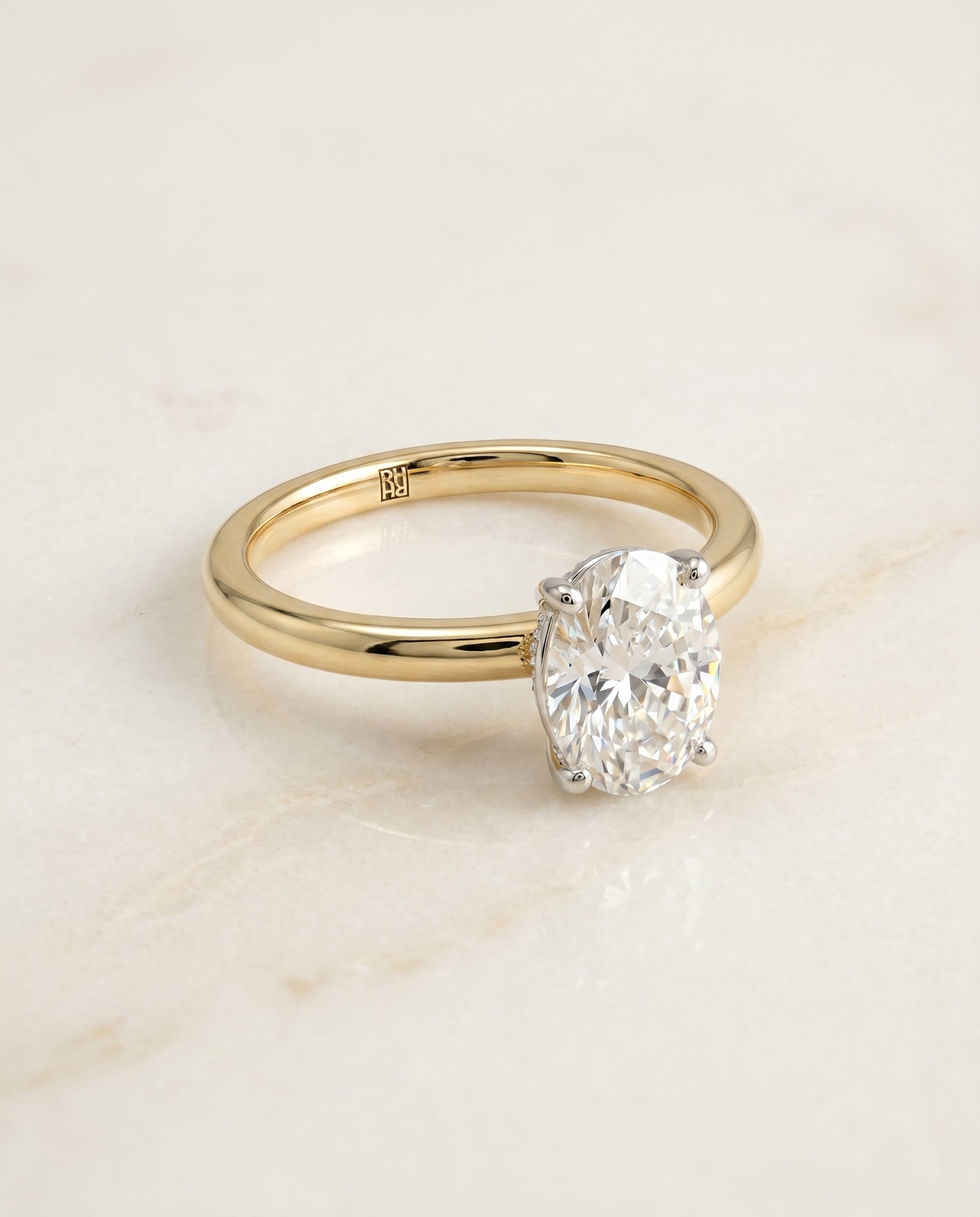 Joni Select Hidden Halo Solitaire Oval in 14K Yellow Gold – view 1