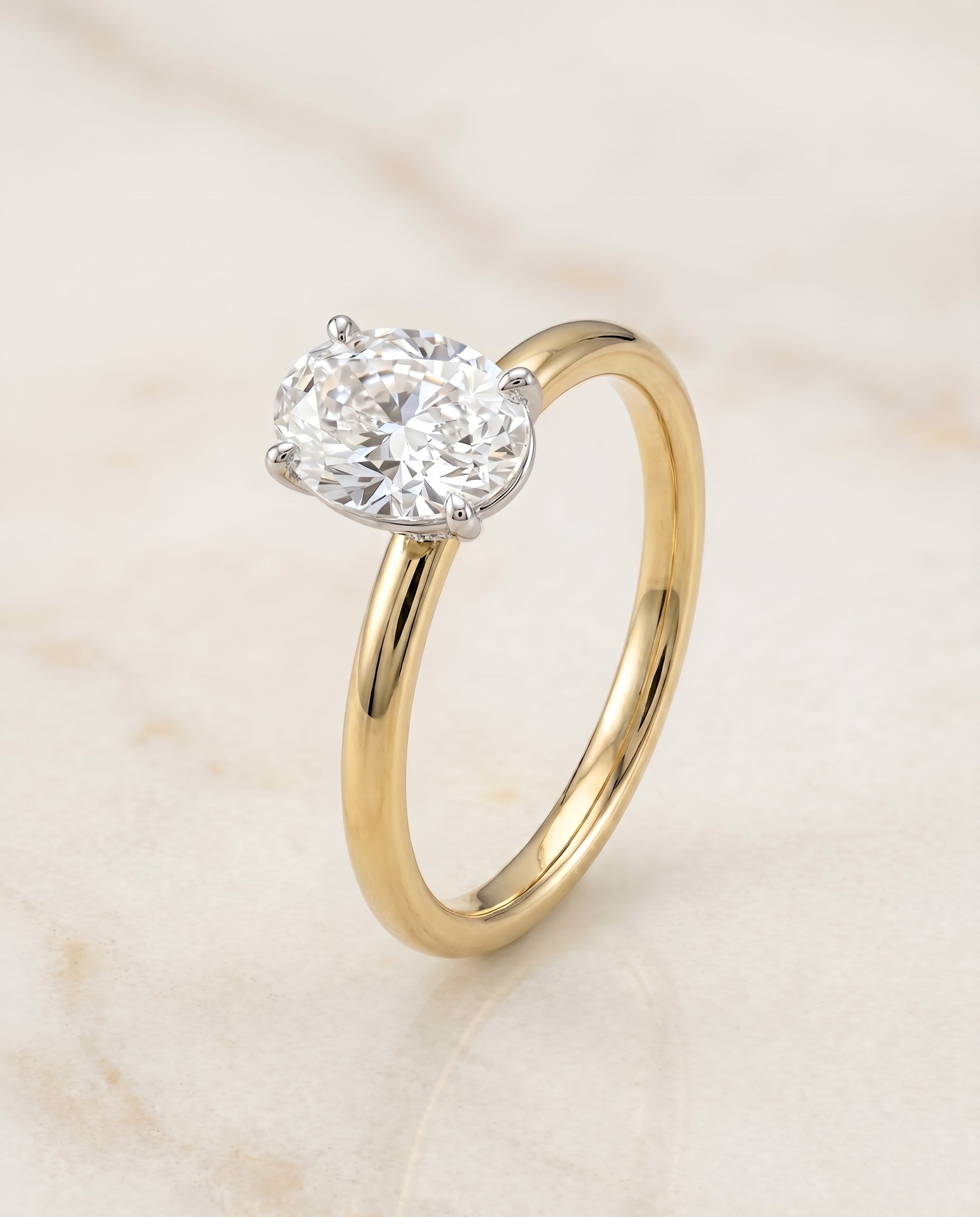 Hidden Halo Solitaire styling on The Joni oval engagement ring setting | RockHer