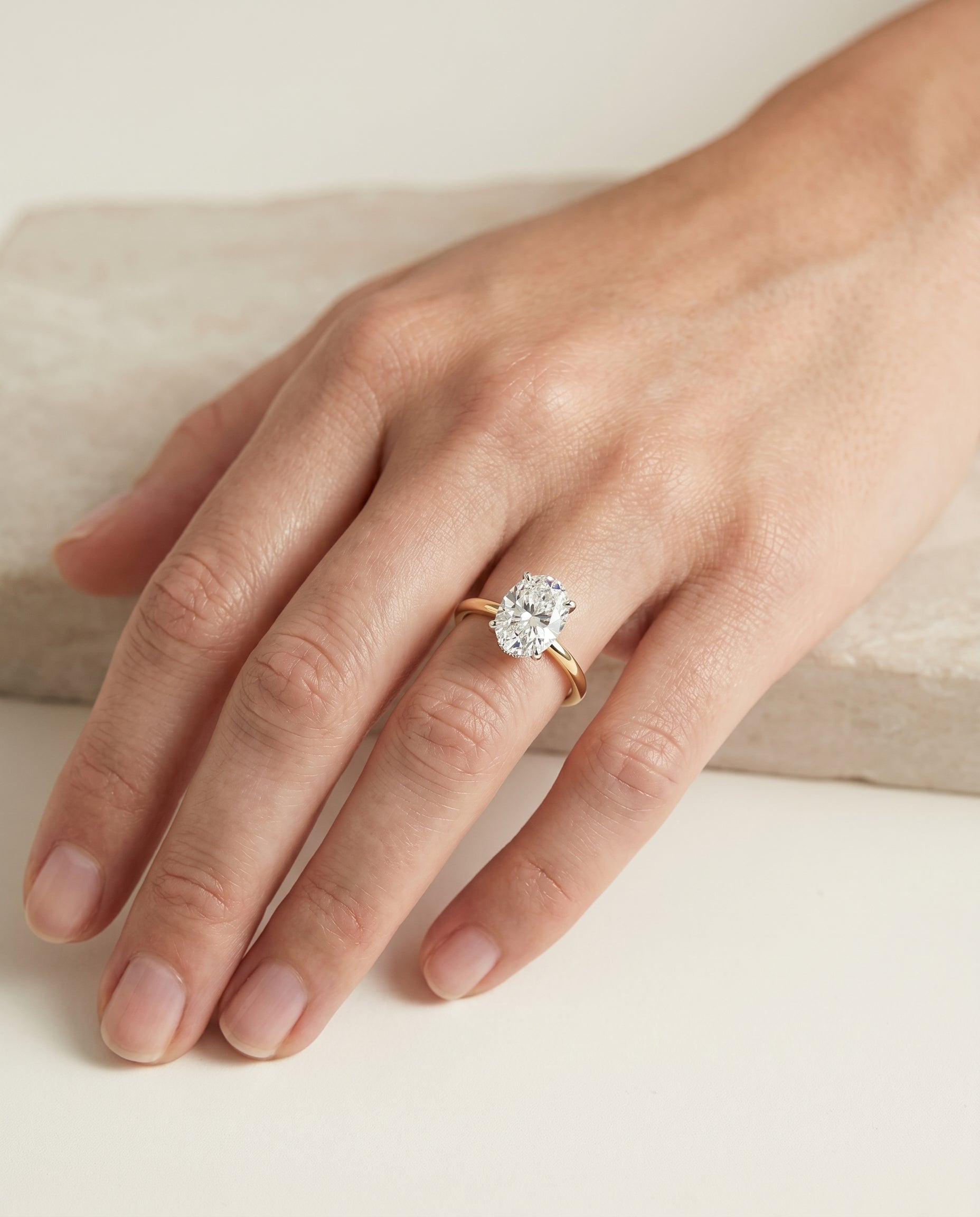 The Joni setting for oval diamonds, made to order in 18K Yellow Gold | RockHer