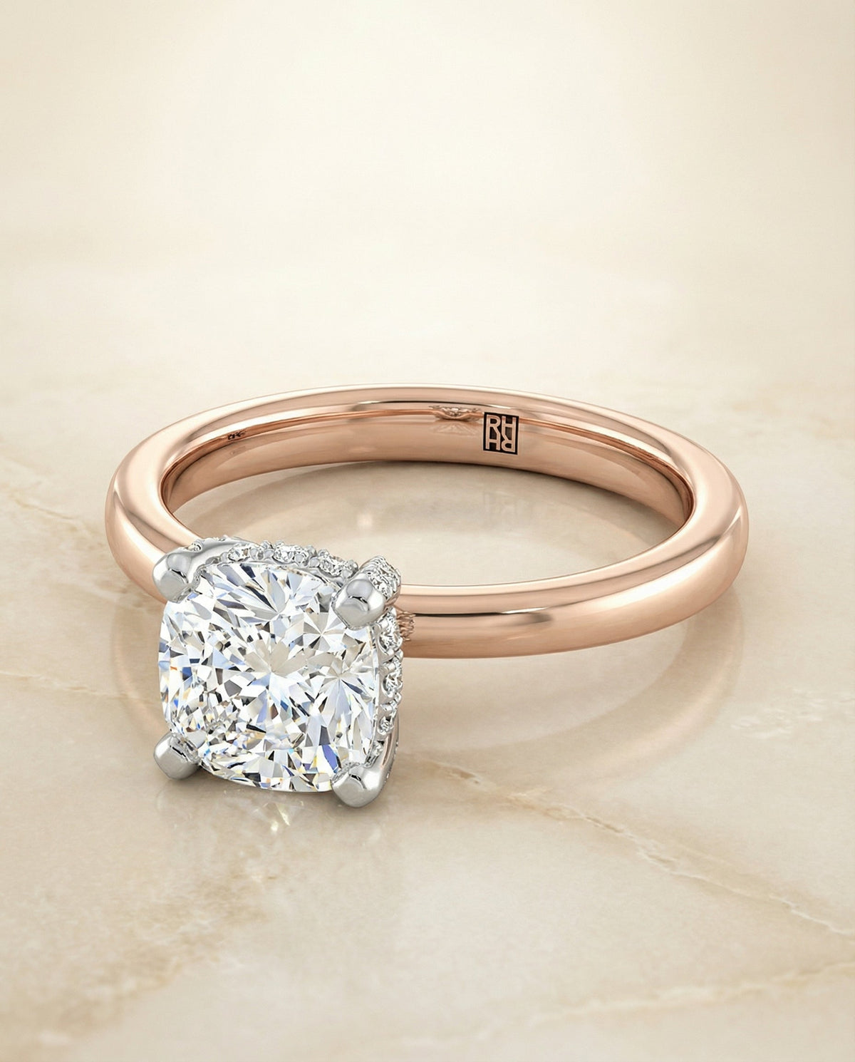 The Annabelle cushion engagement ring setting in 14K Rose Gold | RockHer