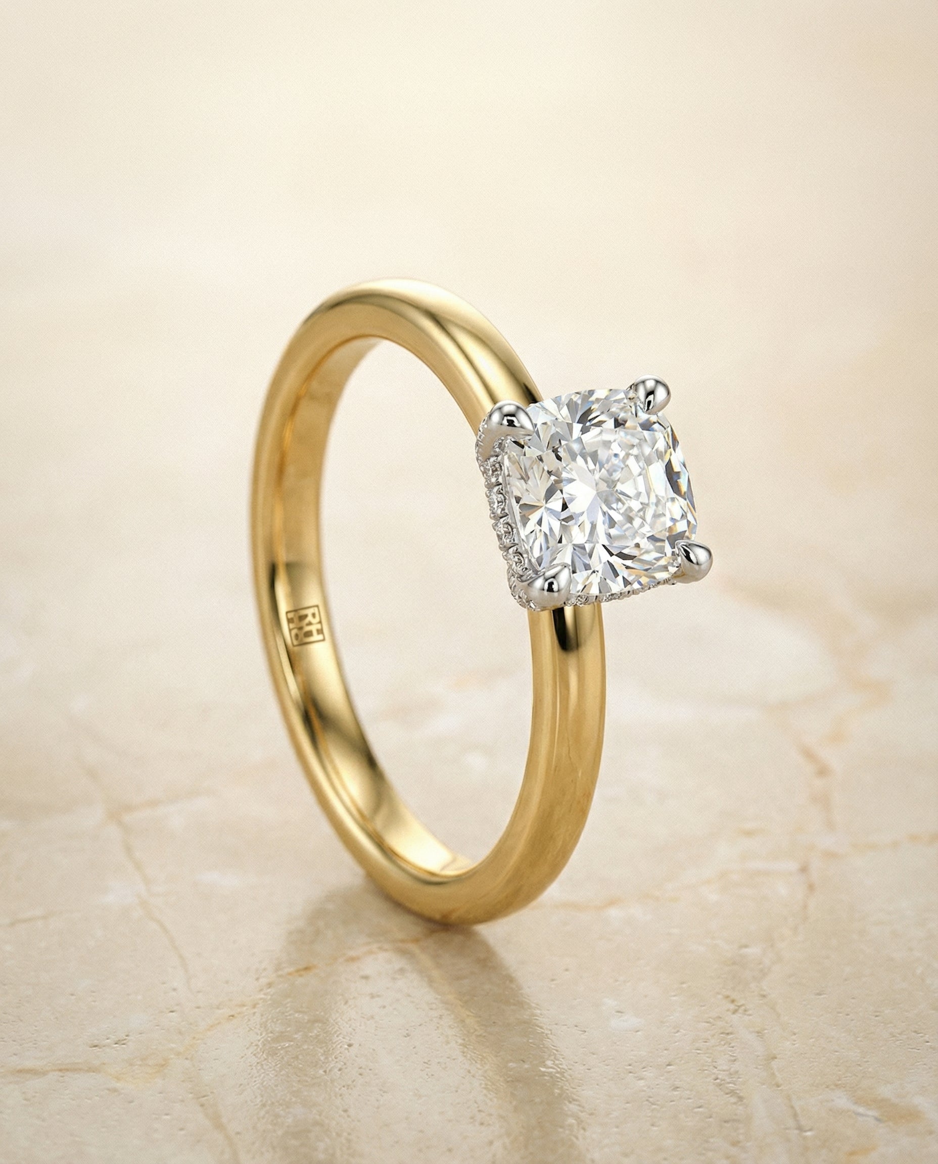 Annabelle Select Cushion engagement ring in 18K Yellow Gold