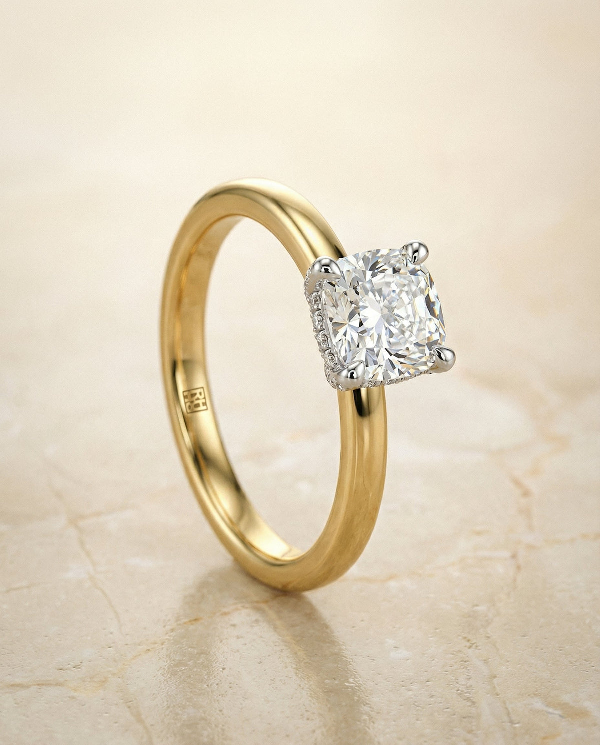 The Annabelle cushion engagement ring setting in 18K Yellow Gold | RockHer
