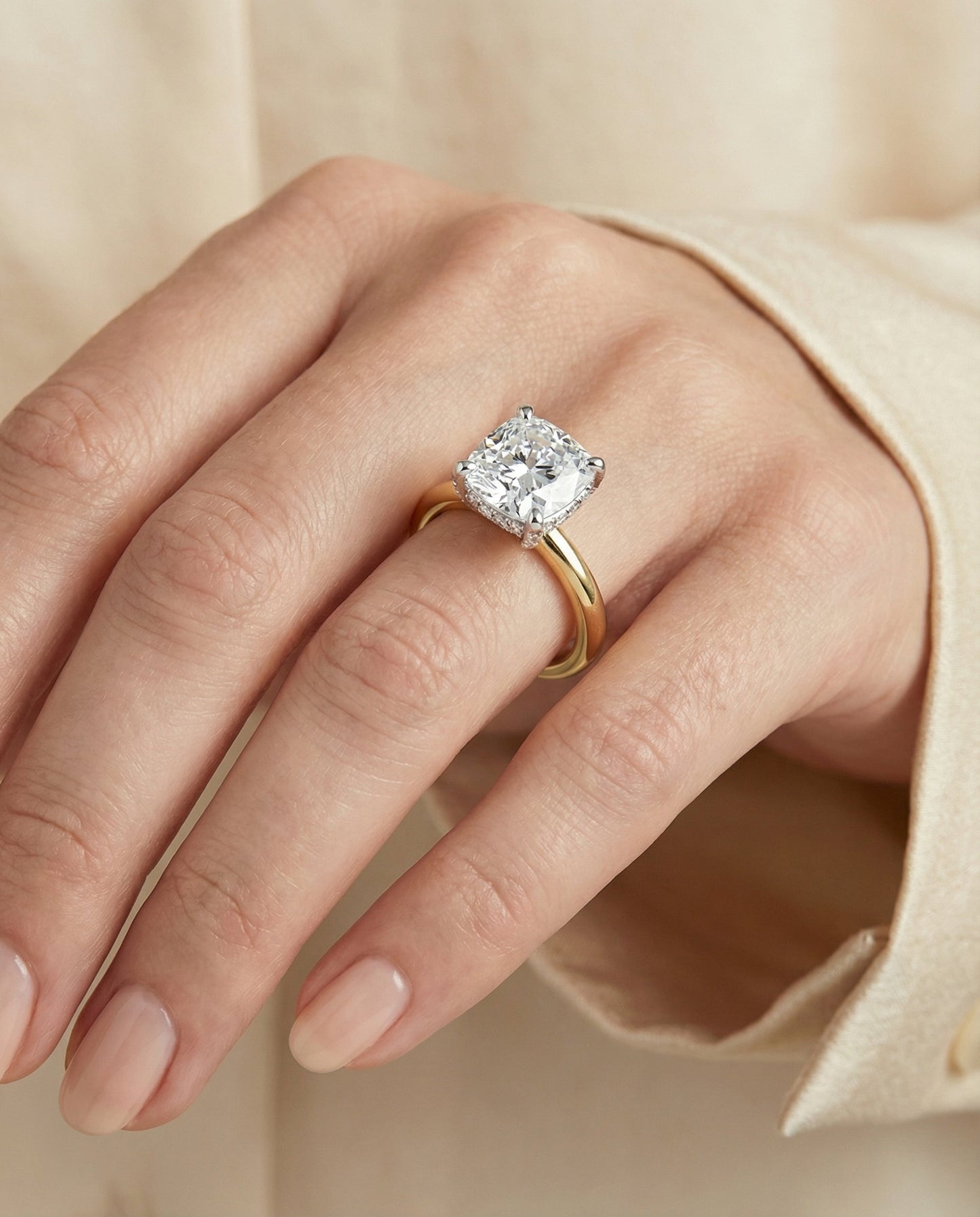 Annabelle Select Cushion engagement ring in 18K Yellow Gold