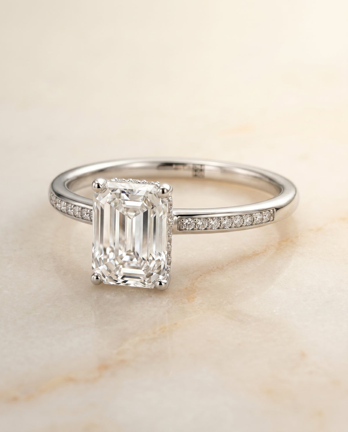 The Brenda emerald engagement ring setting in 18K White Gold | RockHer