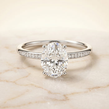 The Brenda High Hidden Halo Solitaire Oval Engagement Ring Setting in Platinum
