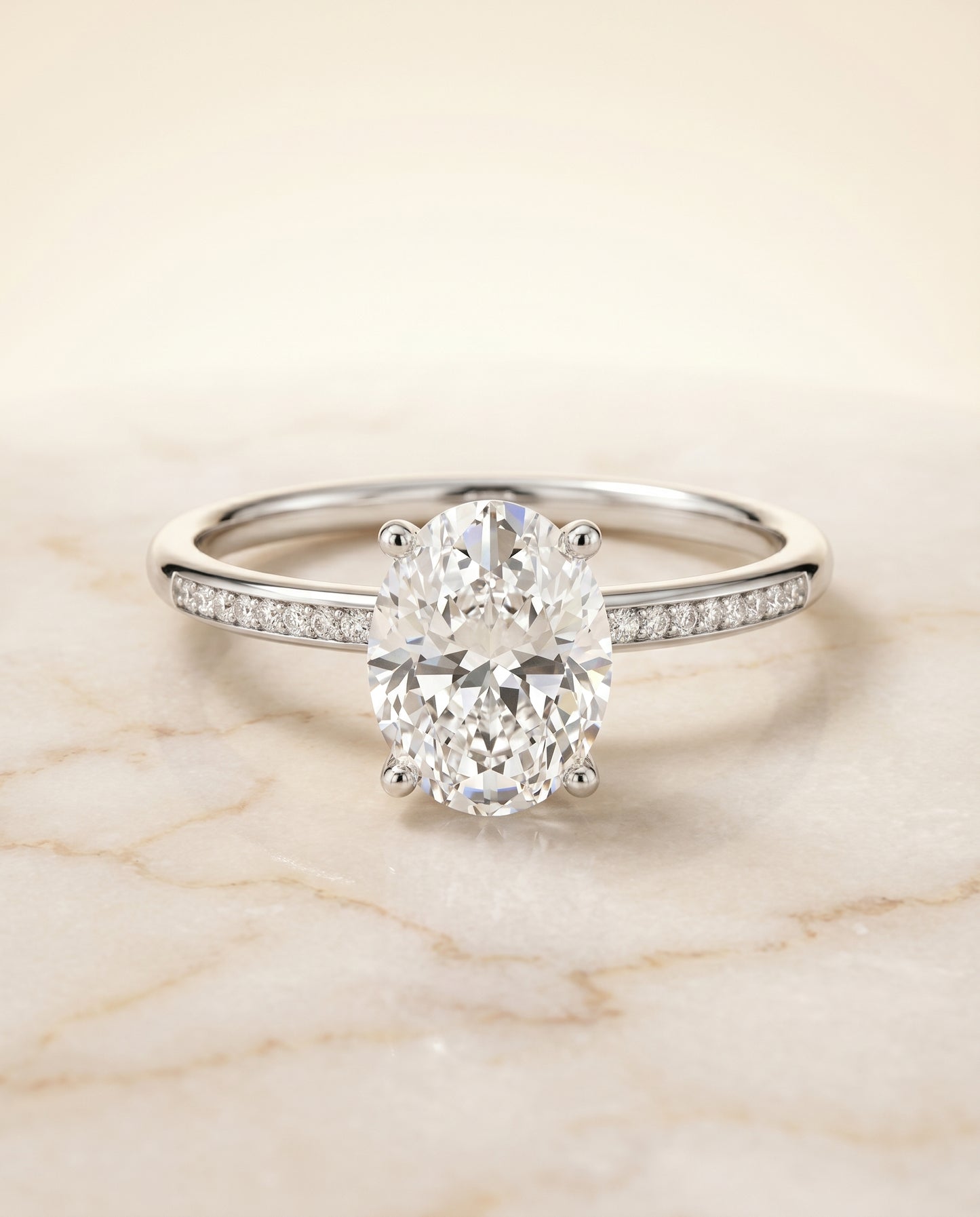 The Brenda Hidden Halo Solitaire Engagement Ring Setting for Oval Diamonds in Platinum | RockHer