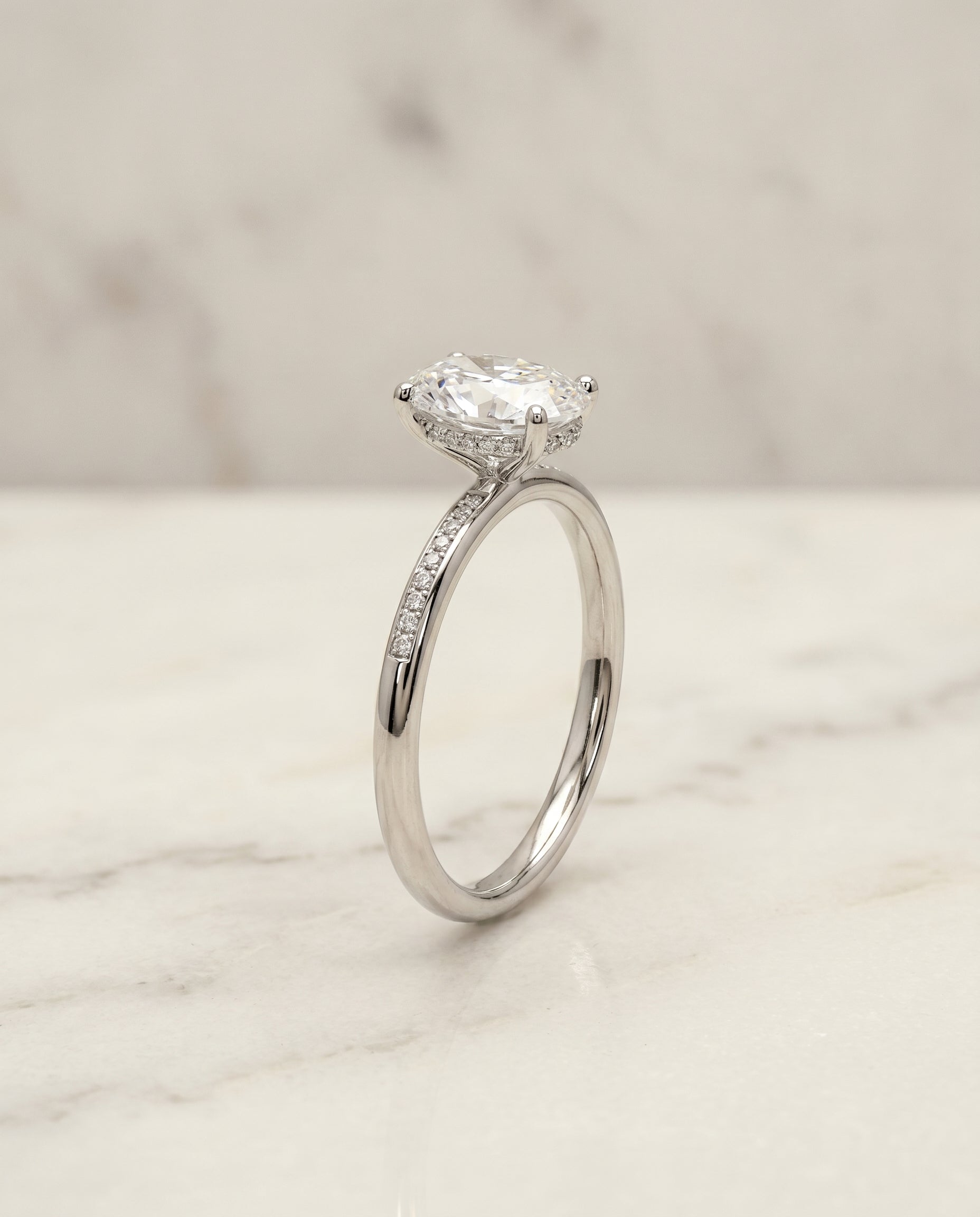 High Hidden Halo Solitaire styling on The Brenda oval engagement ring setting | RockHer