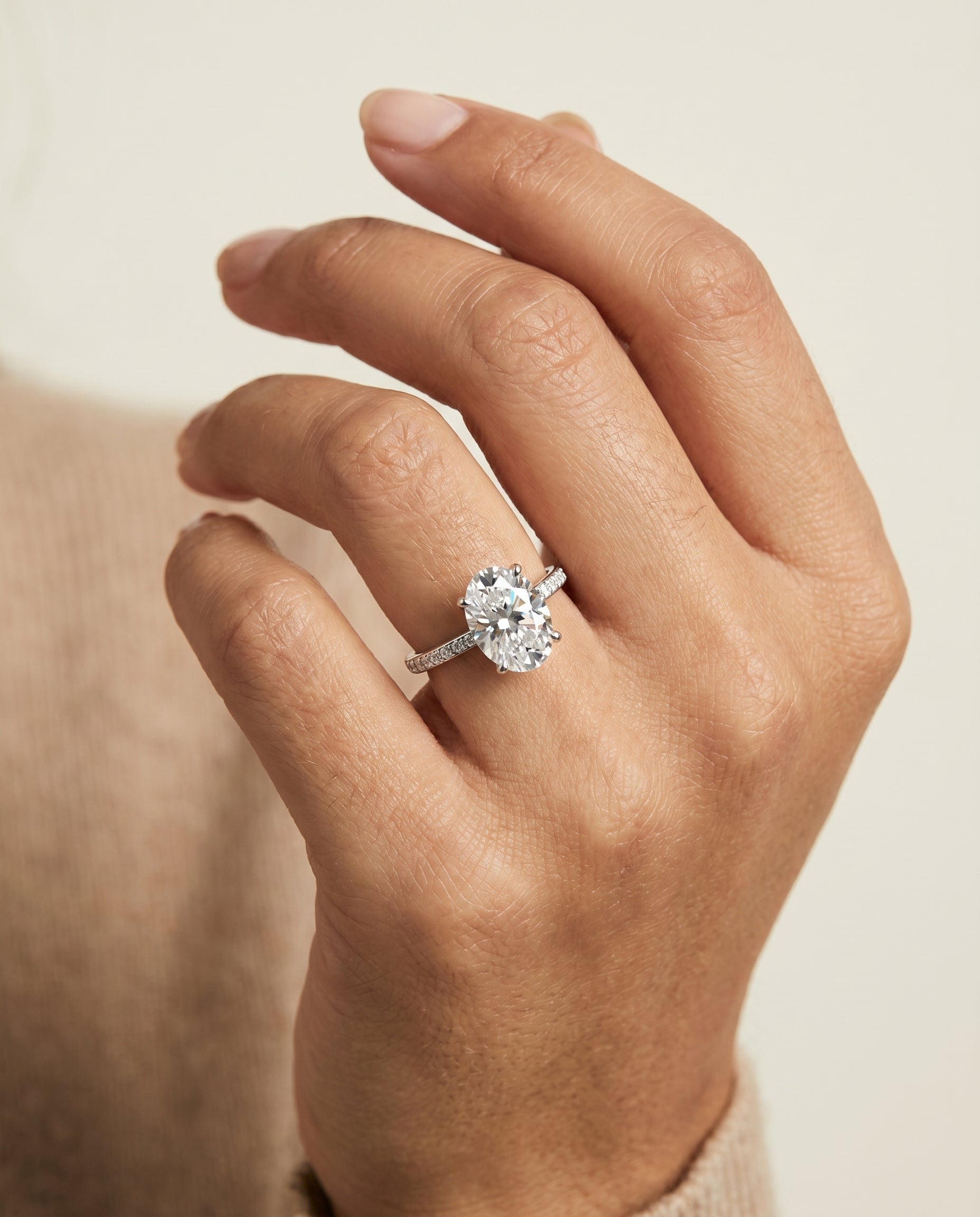 The Brenda setting for oval diamonds, made to order in Platinum | RockHer