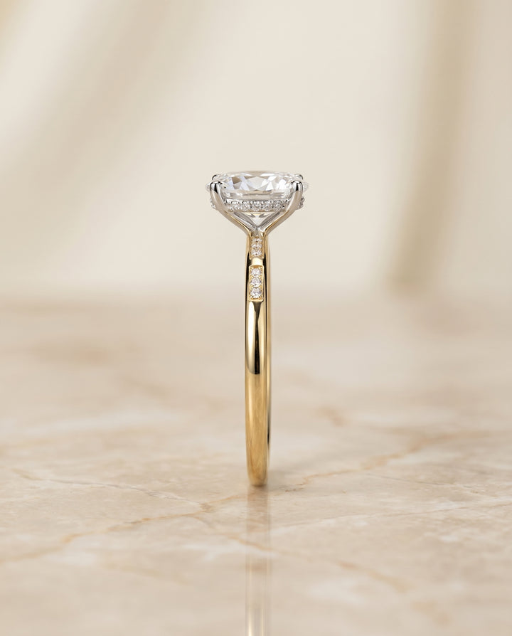 The Wanda Solitaire Engagement Ring Setting for Oval Diamonds in 18K Yellow Gold