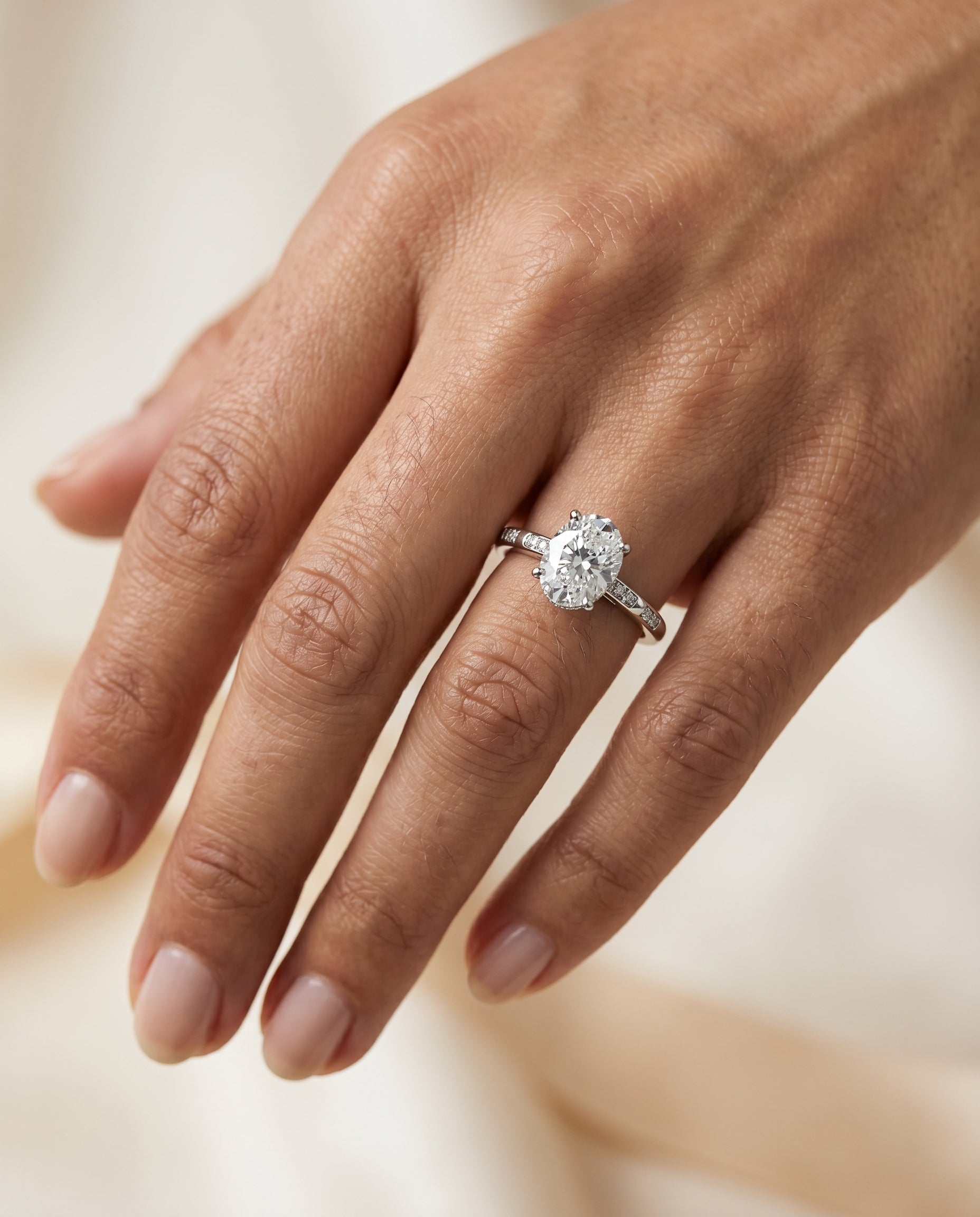 The Wanda setting for oval diamonds, made to order in 18K White Gold | RockHer