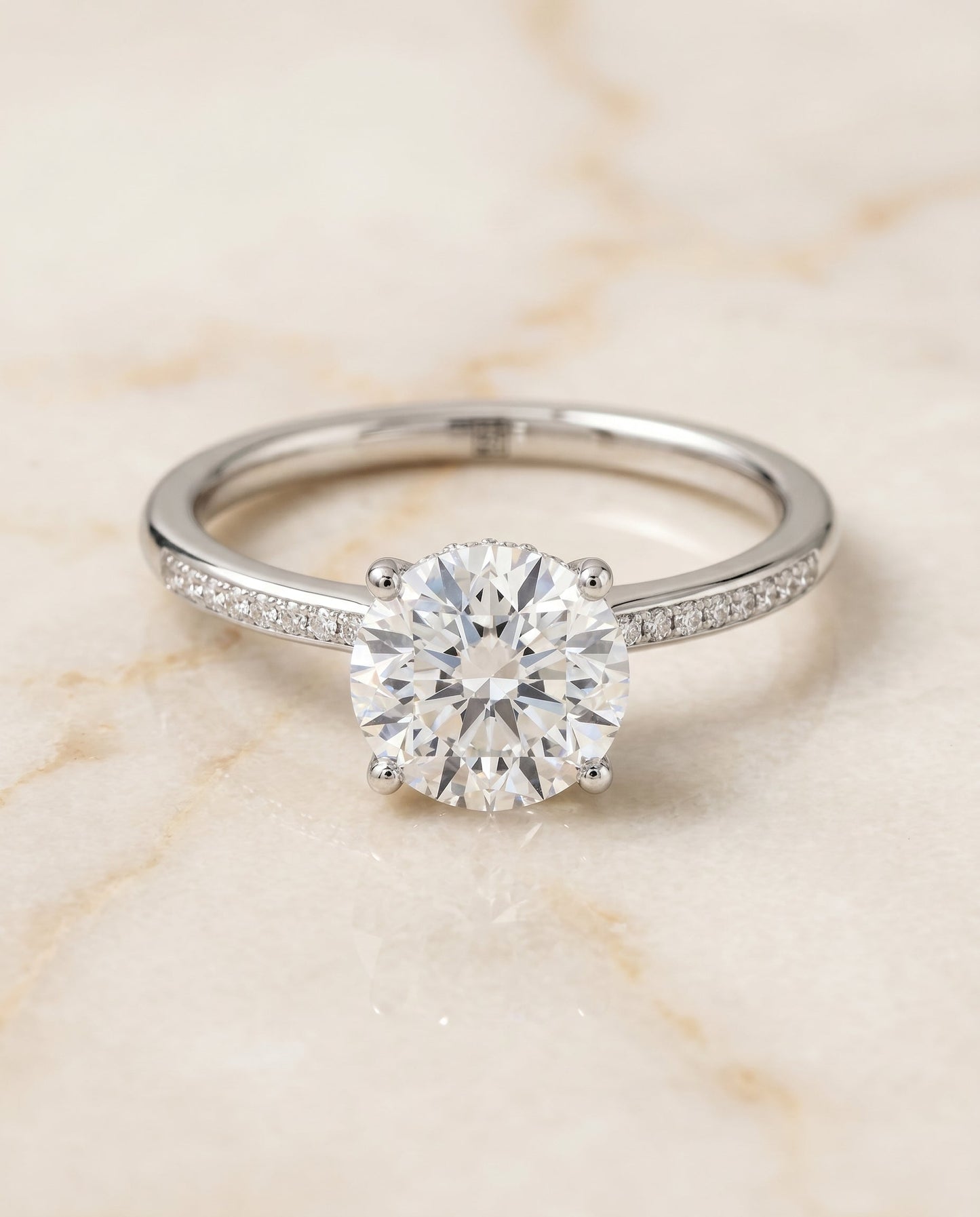 Brenda Select High Hidden Halo Solitaire Oval in 18K White Gold – view 2