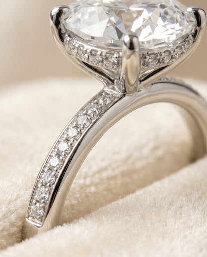 The Brenda High Hidden Halo Solitaire Round Engagement Ring Setting in Platinum