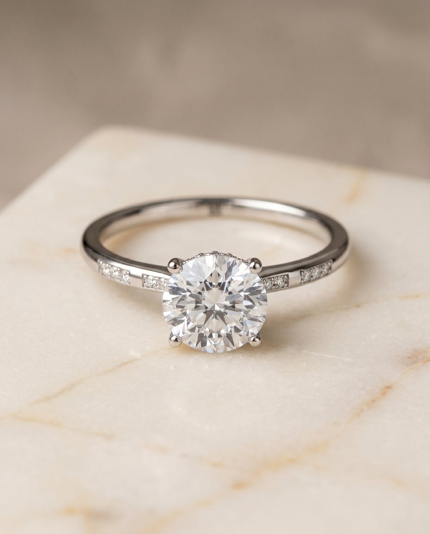 Wanda Select High Hidden Halo Solitaire in 18K White Gold – view 1