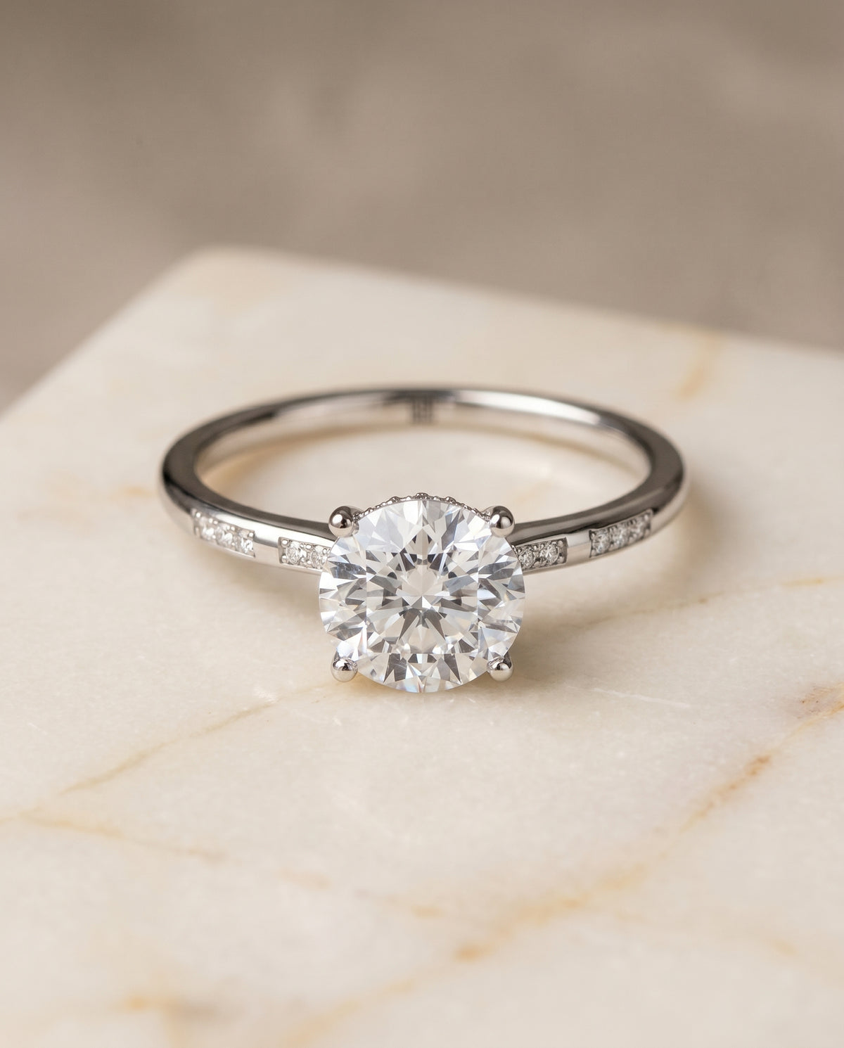 The Wanda round engagement ring setting in 18K White Gold | RockHer
