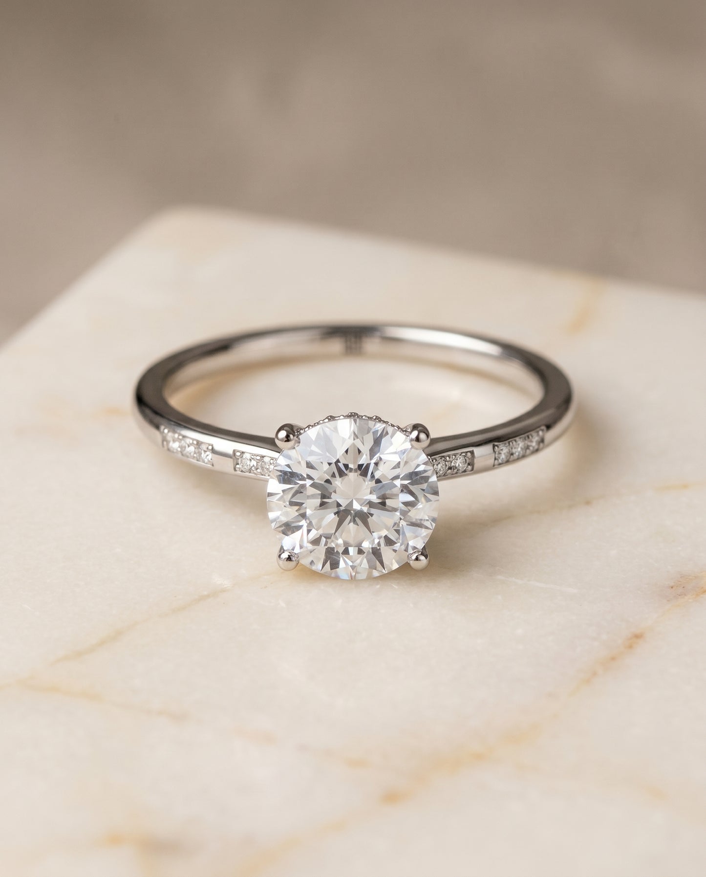 The Wanda Hidden Halo Solitaire Engagement Ring Setting for Round Diamonds in Platinum | RockHer