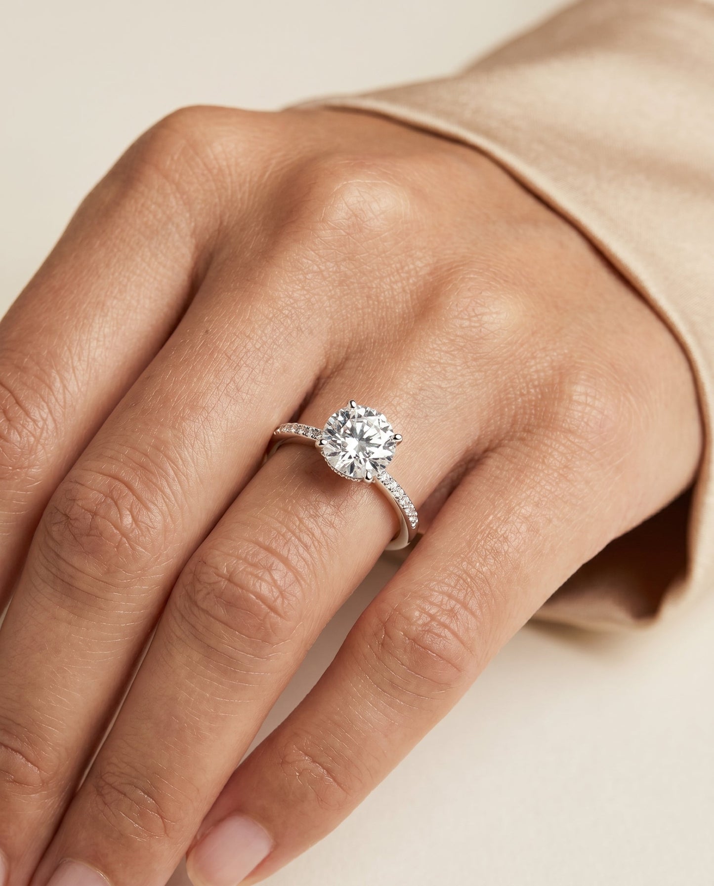 Brenda Select High Hidden Halo Solitaire Oval in Platinum – view 3