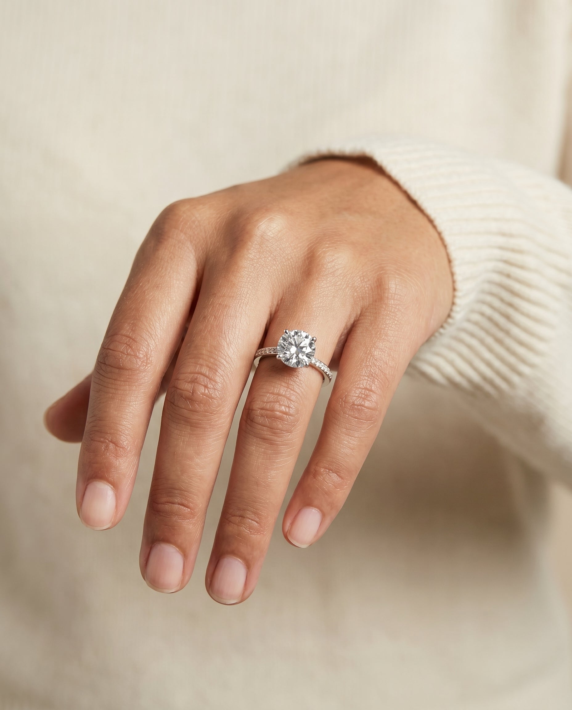 The Brenda setting for round diamonds, made to order in Platinum | RockHer