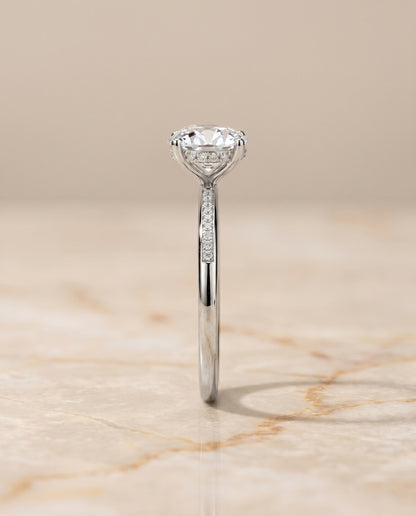 The Brenda High Hidden Halo Solitaire Round Engagement Ring Setting in Platinum