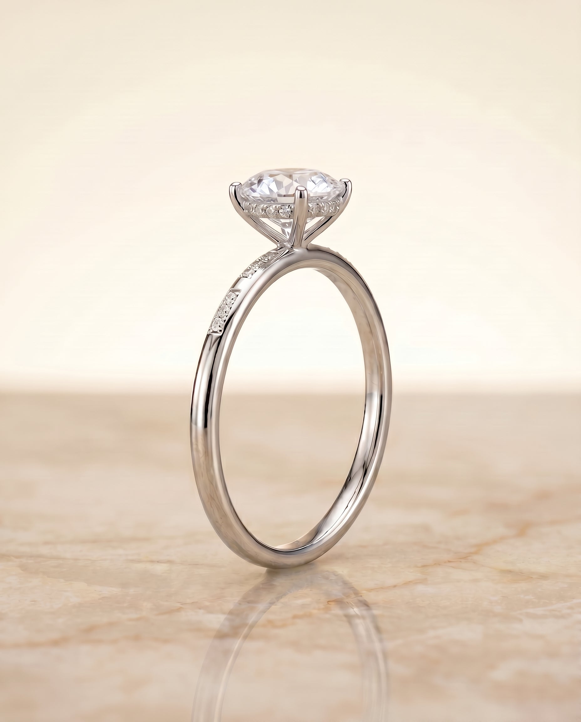 The Wanda setting for round diamonds, made to order in 18K White Gold | RockHer