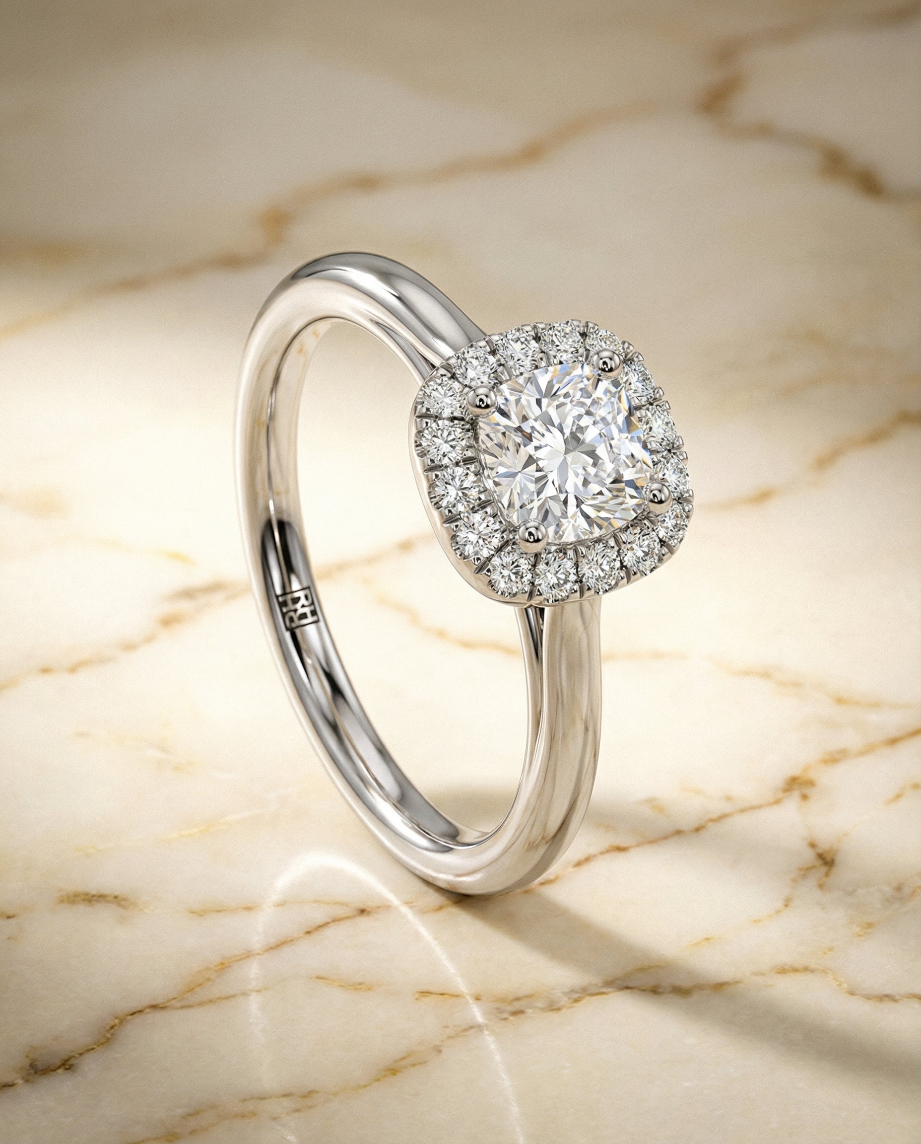 Made to order: The Amy cushion engagement ring setting in 18K White Gold | RockHer