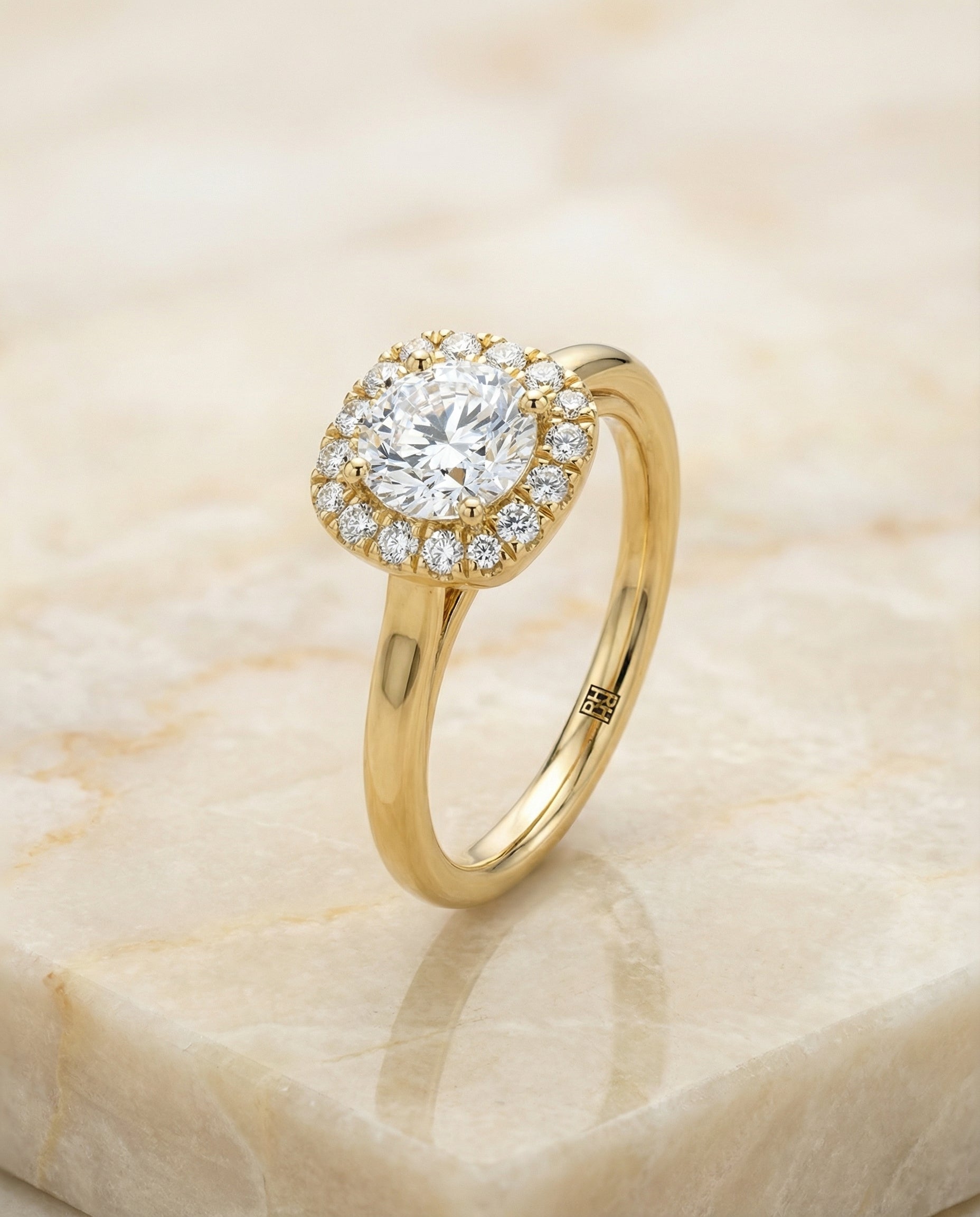 Made to order: The Amy cushion engagement ring setting in 18K Yellow Gold | RockHer