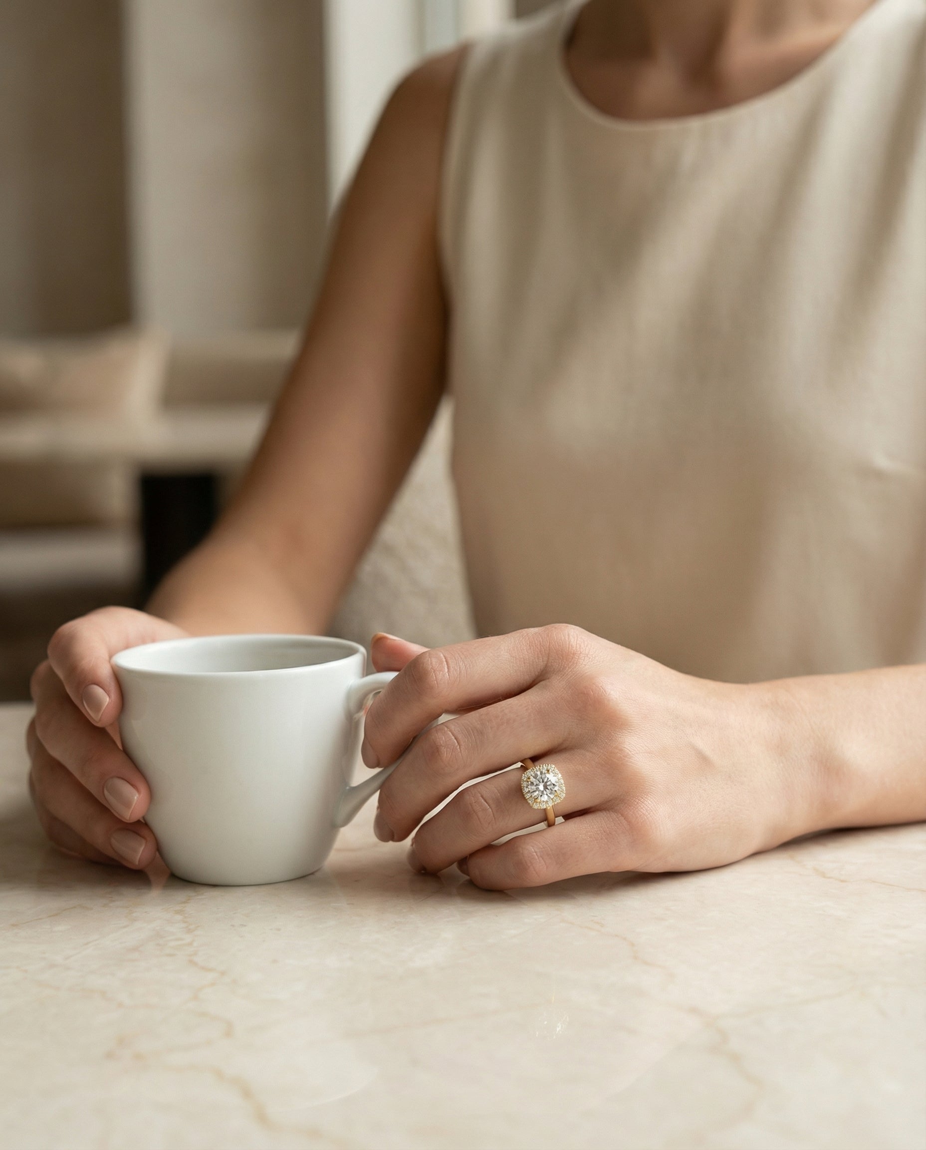 Made to order: The Amy cushion engagement ring setting in 18K Yellow Gold | RockHer