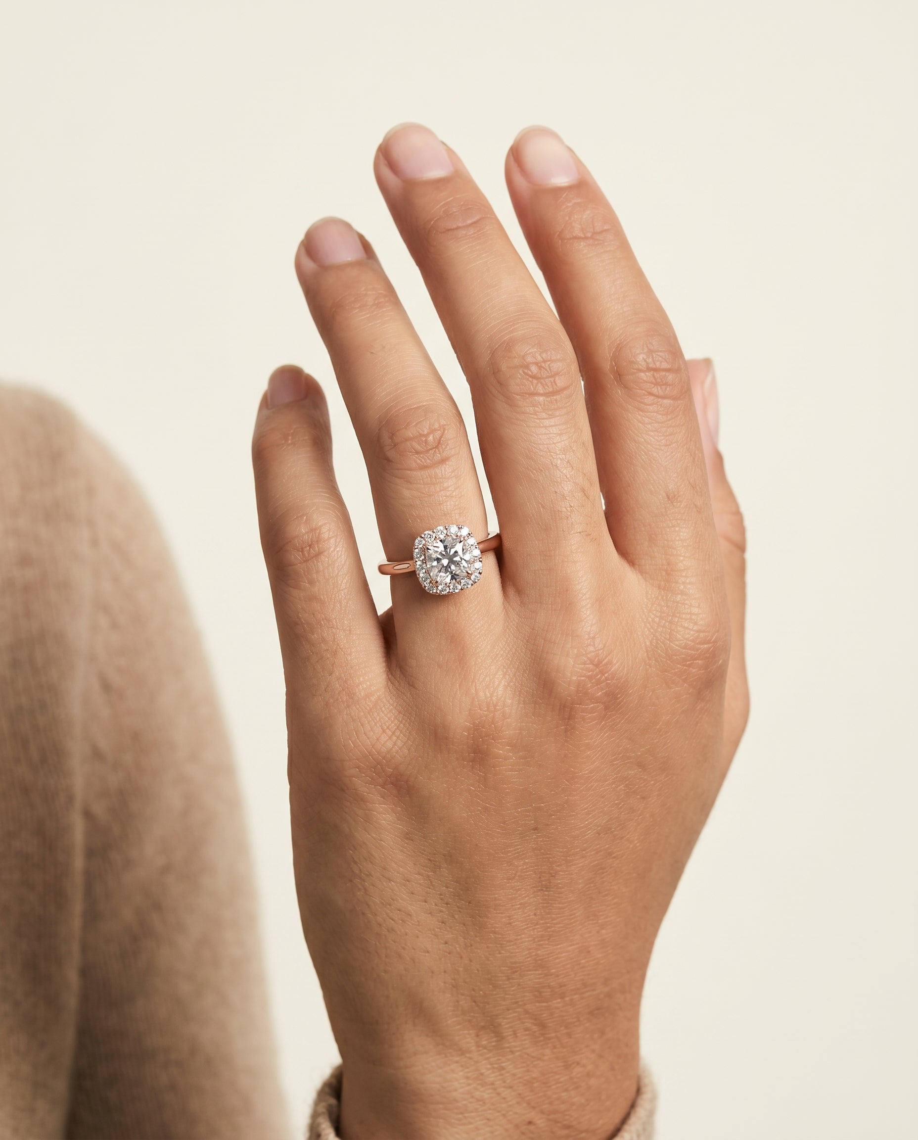 The Amy setting for cushion diamonds, made to order in 18K Rose Gold | RockHer