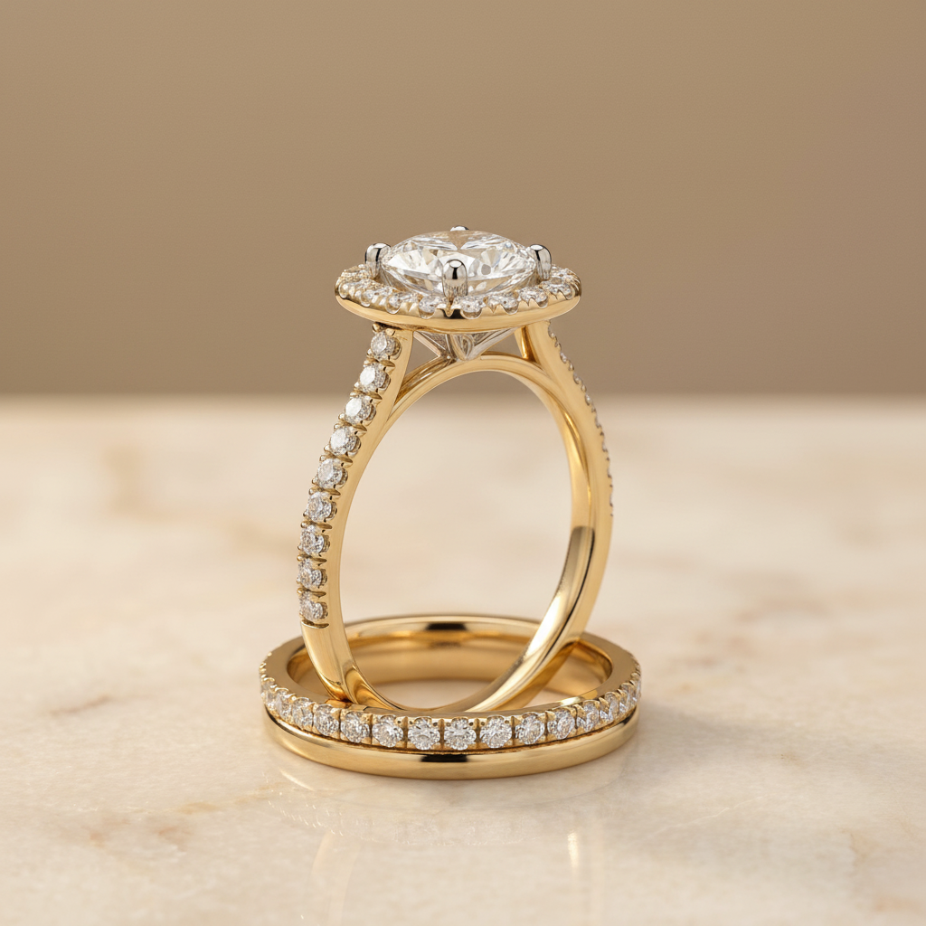 The Hymn Matching Wedding Band, Cushion in 18K Yellow Gold
