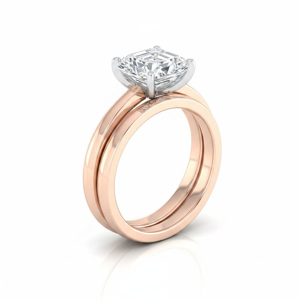 The Isolde Matching Wedding Band, Asscher in 14K Rose Gold