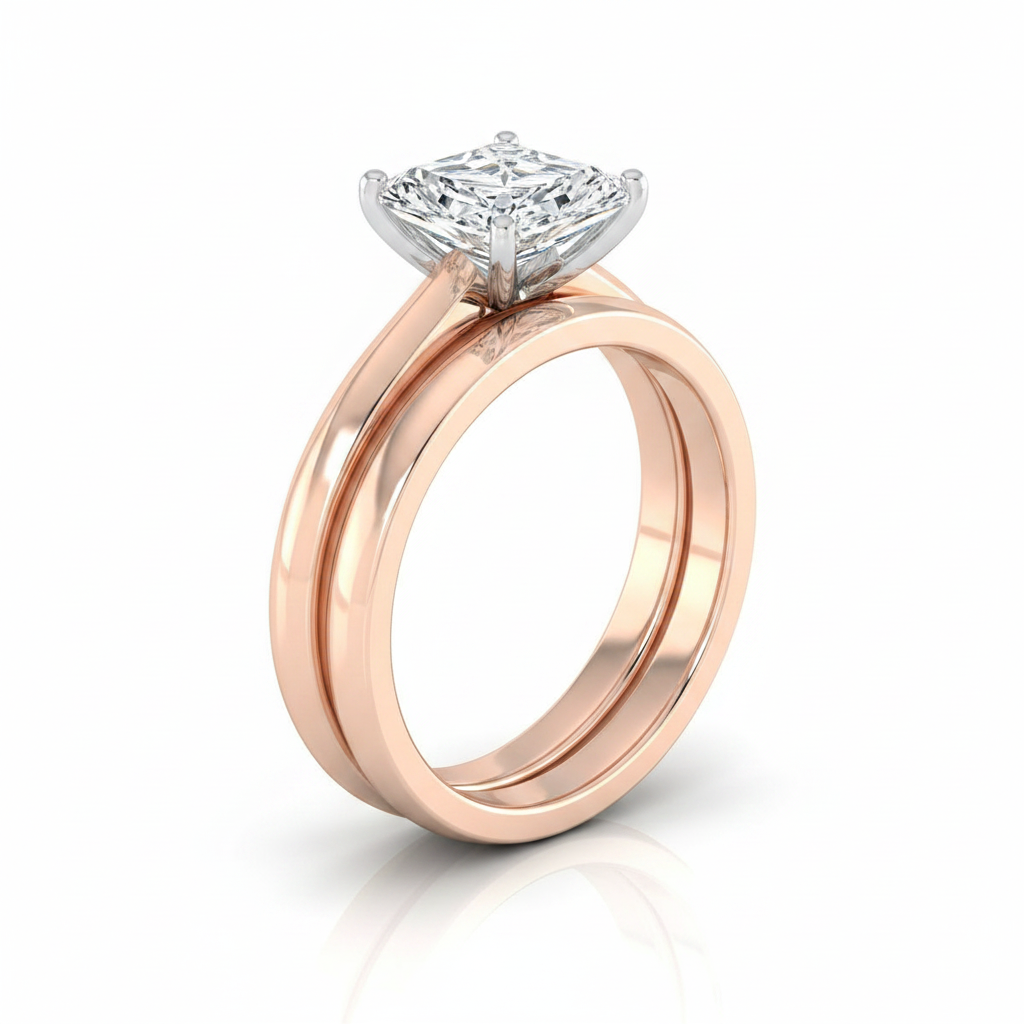 The Isolde Matching Wedding Band, Radiant in 14K Rose Gold