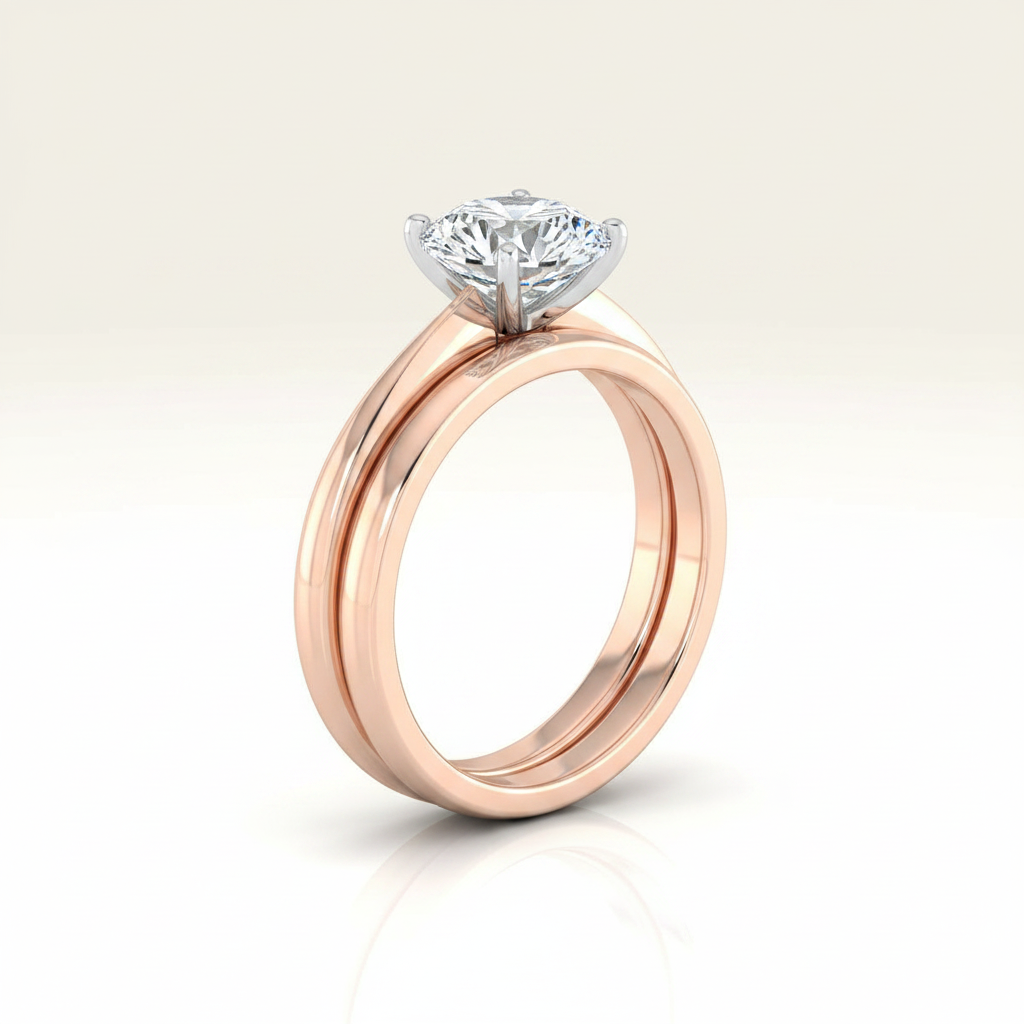The Isolde Matching Wedding Band, Round in 14K Rose Gold
