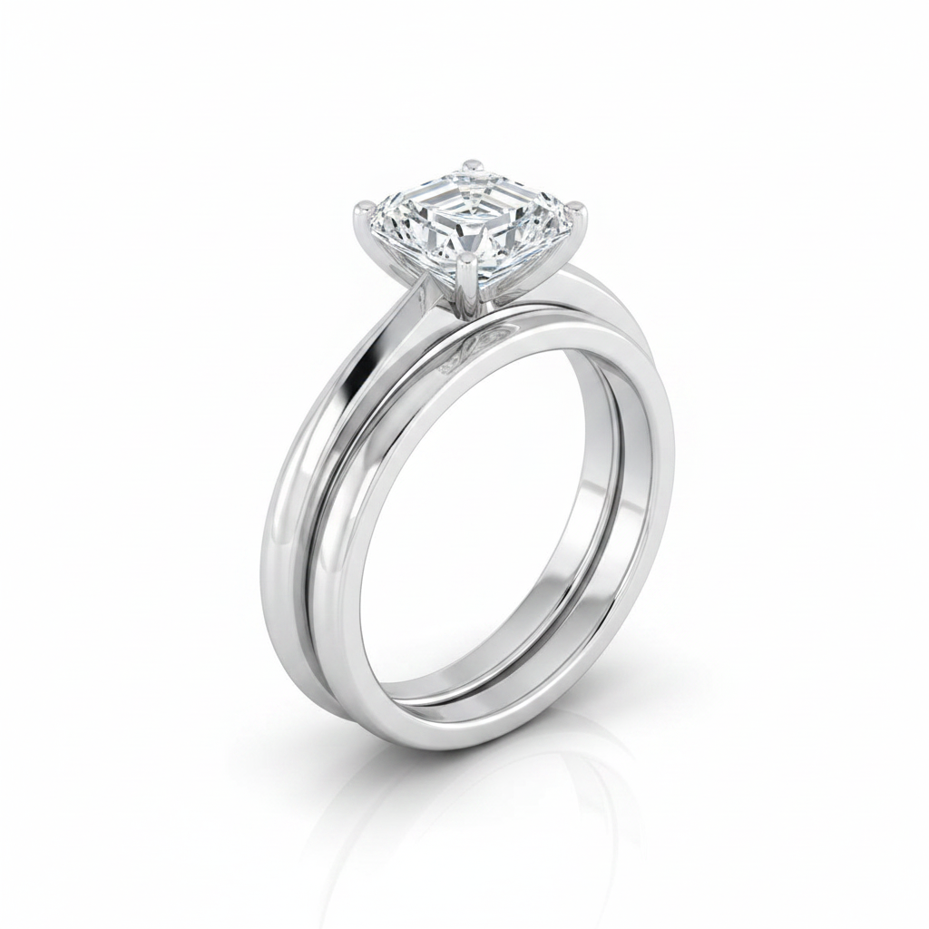 The Isolde Matching Wedding Band, Asscher in 18K White Gold