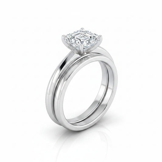 The Isolde Matching Wedding Band, Asscher in 18K White Gold